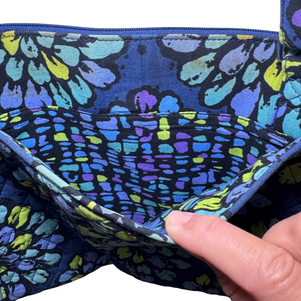 Vera Bradley Blue Navy Floral Crossbody Bag with Lime and Light Blue Accents - Picture 6 of 8